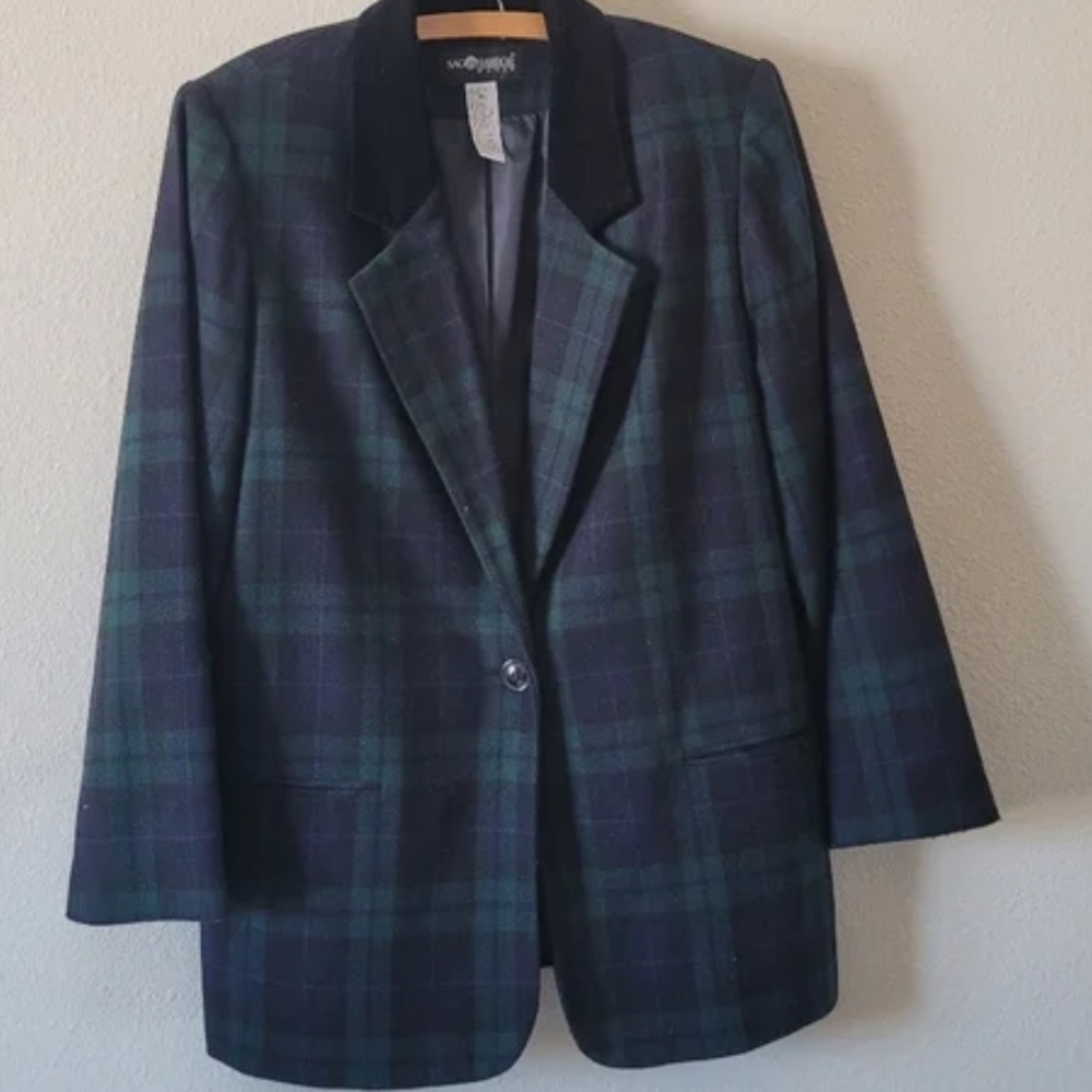 Vintage plaid wool blazer